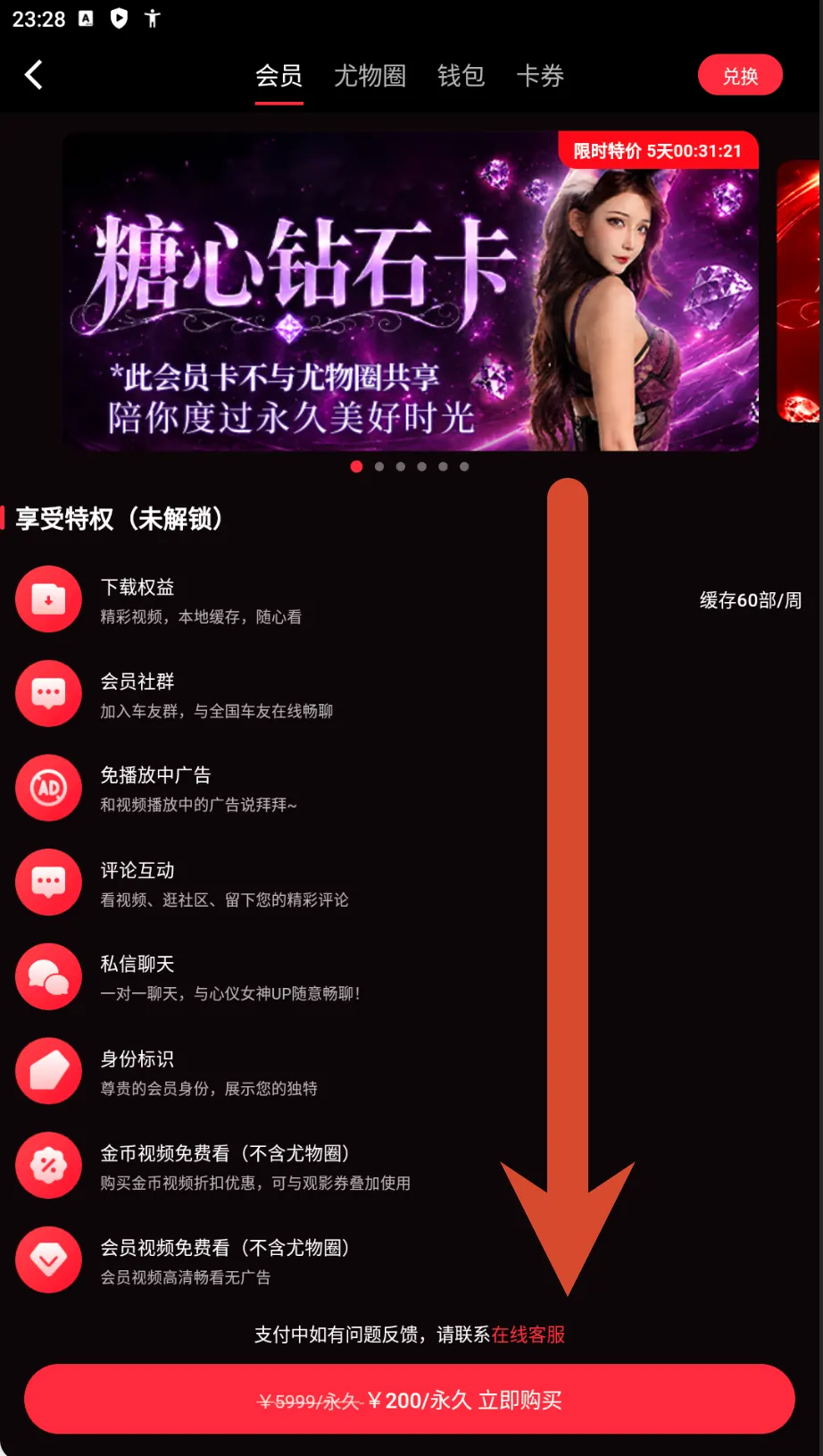 糖心Vlog钻石会员卡价格截图